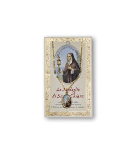 Biglietto con medaglia e preghiera Santa Chiara
