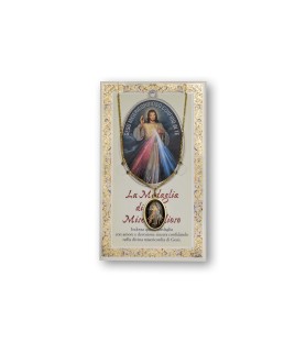 Biglietto con medaglia e preghiera Gesù Misericordioso