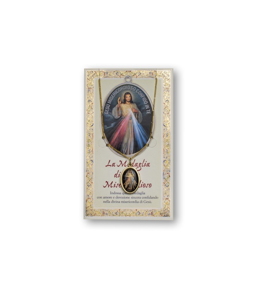 Biglietto con medaglia e preghiera Gesù Misericordioso Biglietto con medaglia e preghiera Gesù Misericordioso