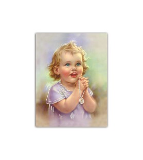 Mini poster con oro a caldo con l'immagine di una bimba con medaglia