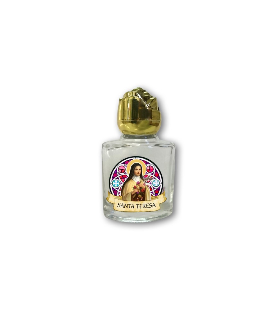 Bottiglietta da 10 ml in vetro con tappo dorato per Acqua Santa Santa Teresa Bottiglietta da 10 ml in vetro con tappo dorato per Acqua Santa Santa Teresa