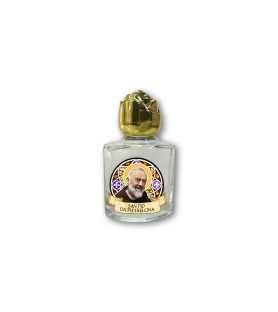 Bottiglietta da 10 ml in vetro con tappo dorato per Acqua Santa Padre Pio