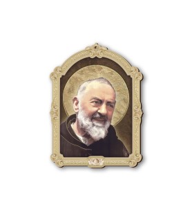 Quadretto di Padre Pio in cornice barocca