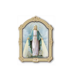 Quadretto della Madonna Miracolosa con medaglie in cornice barocca