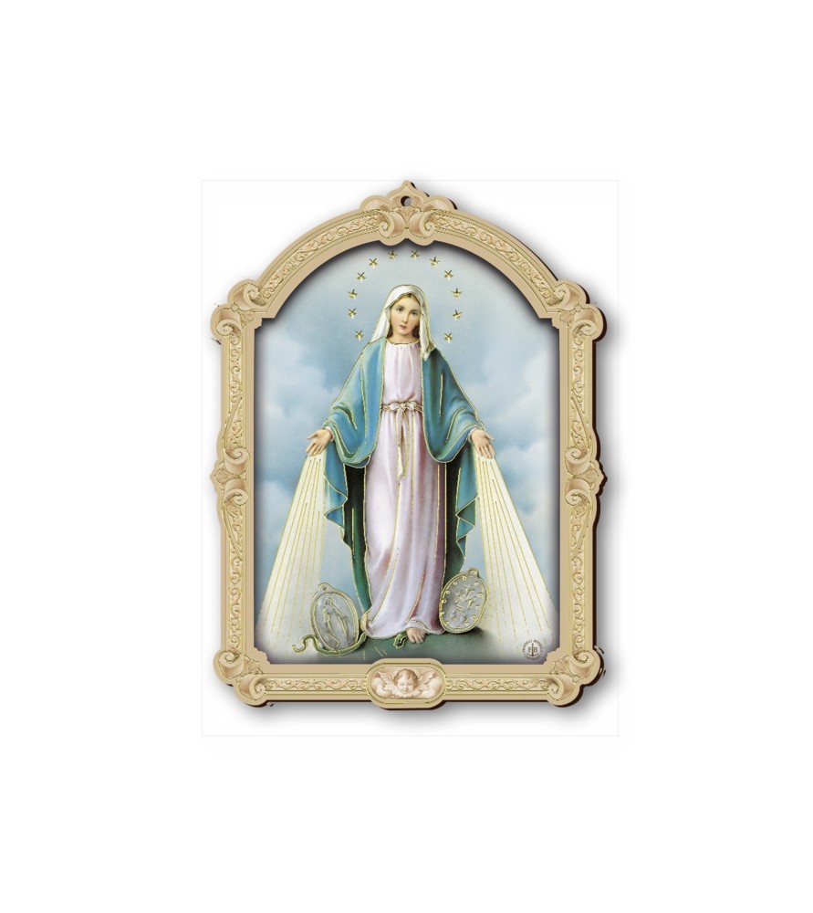 Quadretto della Madonna Miracolosa con medaglie in cornice barocca