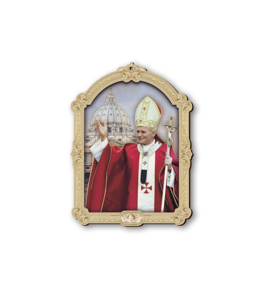 Quadretto di Papa Giovanni Paolo II in cornice barocca