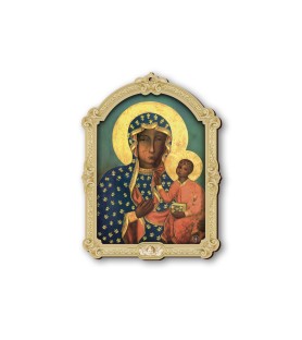 Quadretto della Madonna di Czestochowa in cornice barocca