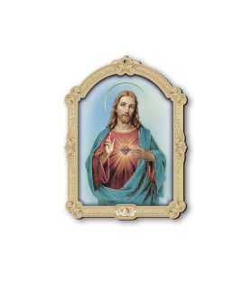 Quadretto del Sacro Cuore di Gesù in cornice barocca