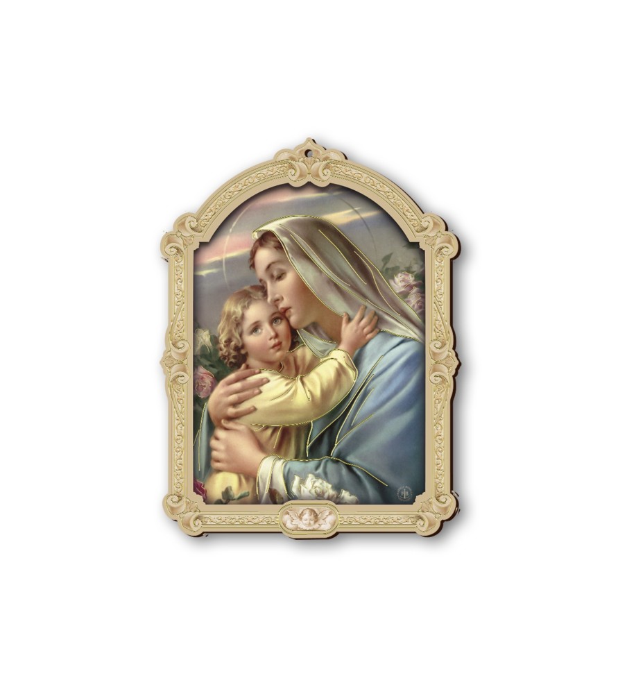 Quadretto della Madonna con bambino in cornice barocca