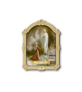 Quadretto della Madonna di Lourdes in cornice barocca