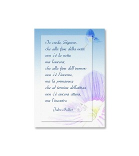 25 Cartoncini  in carta perlata con il testo Io credo Signore
