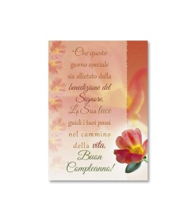 25 Cartoncini  in carta perlata con il messaggio di benedizione per il compleanno