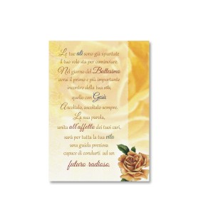 25 Cartoncini  in carta perlata con il messaggio di benedizione per il battesimo