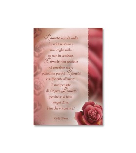 25 Cartoncini  in carta perlata con il testo l'Amore di Kahlil Gibran
