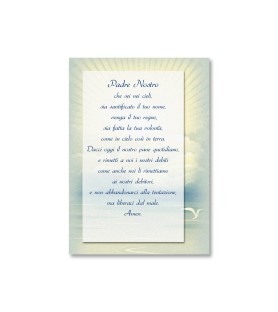 25 Cartoncini  in carta perlata con la preghiera Padre Nostro