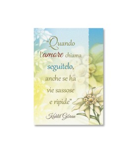 25 Cartoncini  in carta perlata con il testo Quando l'amore chiama
