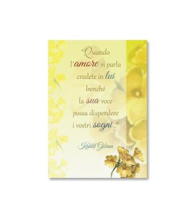 25 Cartoncini  in carta perlata con il testo Quando l'amore vi parla di Kahlil Gibran