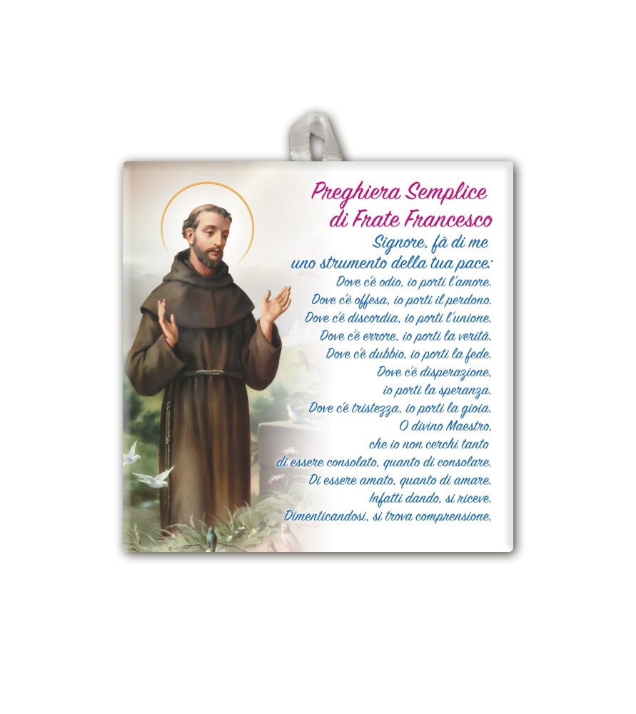 Piastrella di San Francesco 10 x 10 cm in scatola regalo Piastrella di San Francesco 10 x 10 cm in scatola regalo