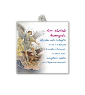 Piastrella di San Michele Arcangelo 10 x 10 cm in scatola regalo