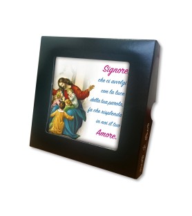 Piastrella di Gesù con pargoli 10 x 10 cm in scatola regalo