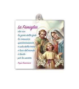 Piastrella della Sacra Famiglia 10 x 10 cm in scatola regalo