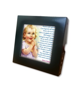 Piastrella di un bambino biondo in preghiera 10 x 10 cm in scatola regalo