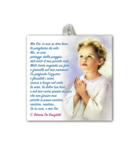 Piastrella di un ragazzo in preghiera 10 x 10 cm in scatola regalo