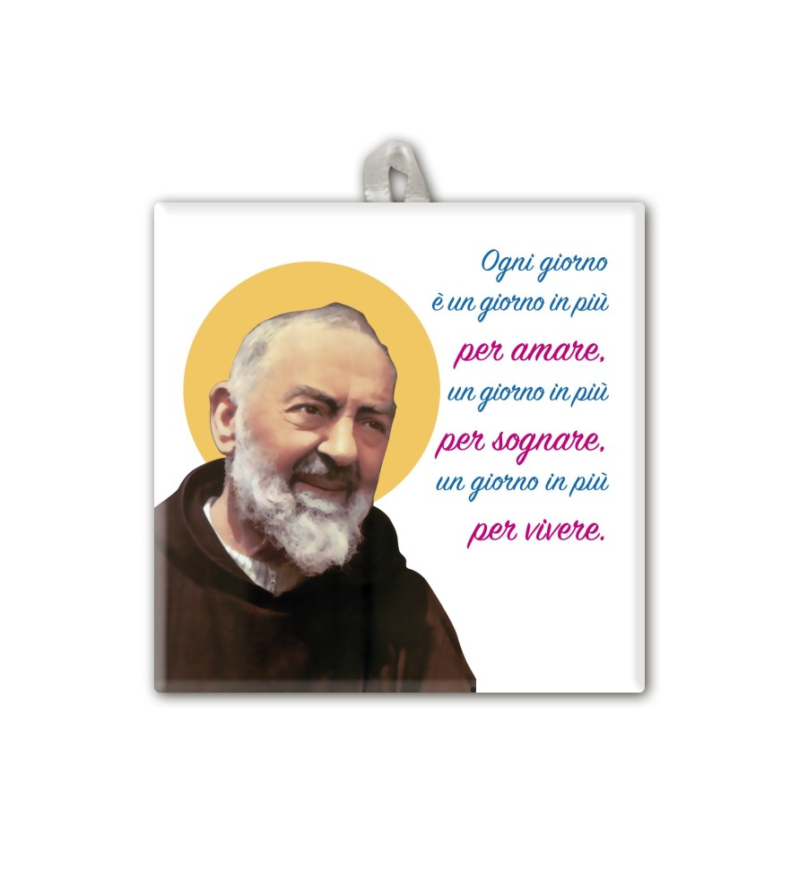 Piastrella di Padre Pio 10 x 10 cm in scatola regalo Piastrella di Padre Pio 10 x 10 cm in scatola regalo