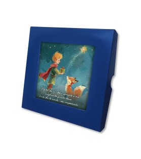 Piastrella 10x10 cm del Piccolo Principe che offre un dono alla volpe con scatola regalo