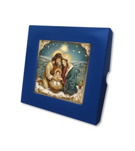 Piastrella 10x10 cm con immagine della Natività in scatola regalo