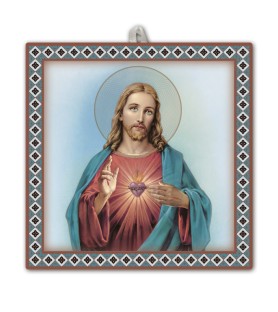 Piastrella Sacro Cuore di Gesù 20x20 cm in scatola regalo