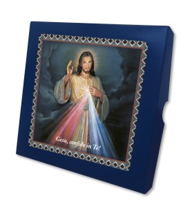 Piastrella Gesù Misericordioso 20x20 cm in scatola regalo