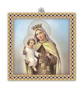 Piastrella Madonna del Carmelo 20x20 cm in scatola regalo