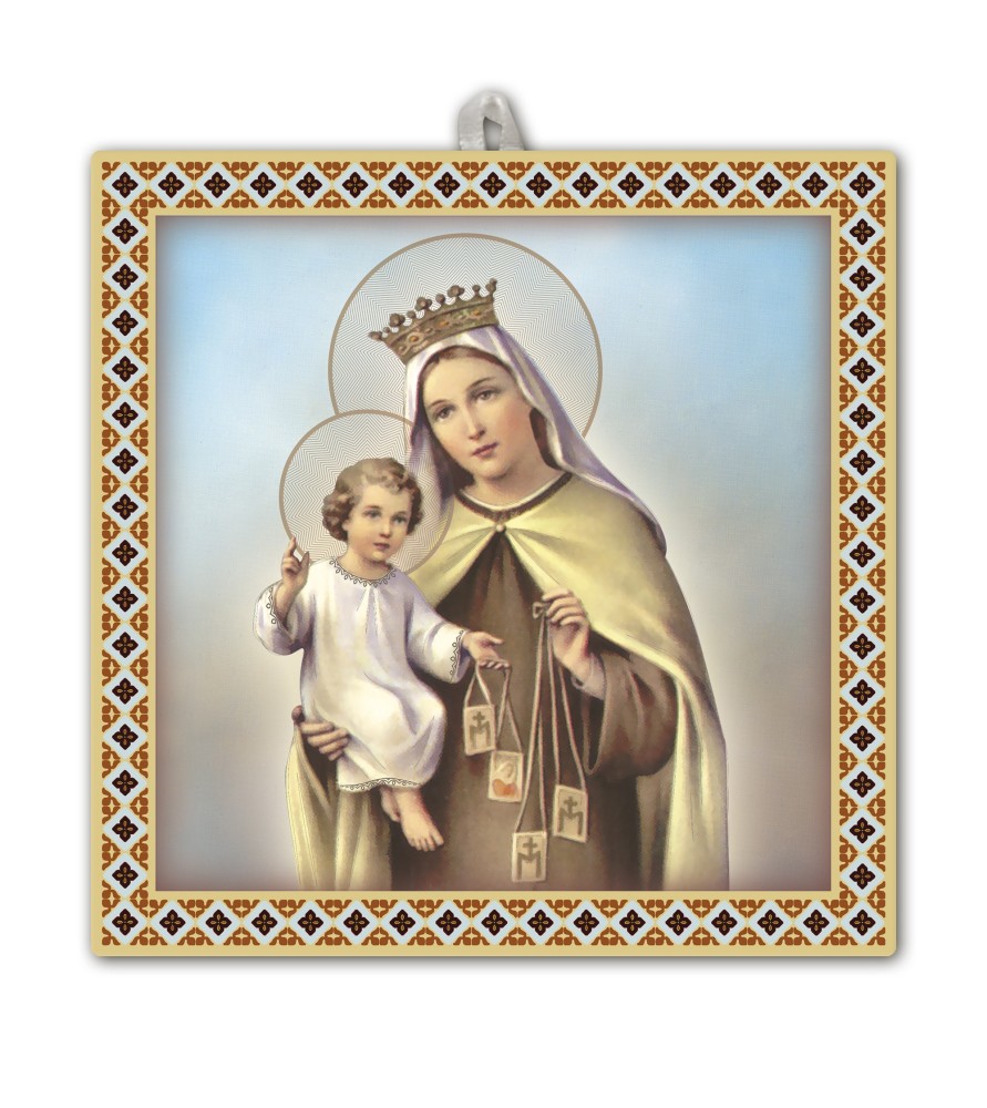 Piastrella Madonna del Carmelo 20x20 cm in scatola regalo