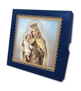 Piastrella Madonna del Carmelo 20x20 cm in scatola regalo