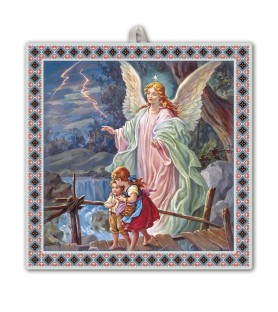Piastrella Angelo Custode 20x20 cm in scatola regalo