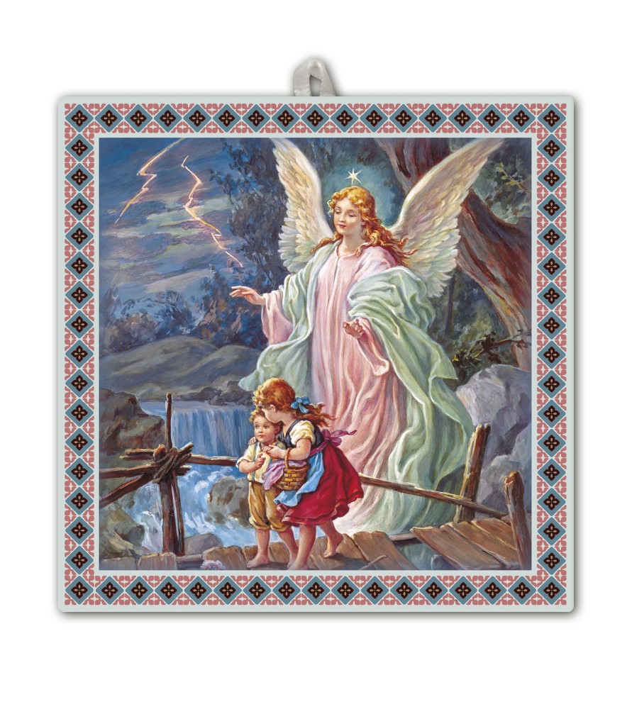 Piastrella Angelo Custode 20x20 cm in scatola regalo Piastrella Angelo Custode 20x20 cm in scatola regalo