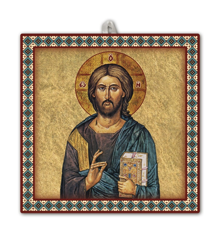 Piastrella Icona Sacra Famiglia 20x20 cm in scatola regalo Piastrella Icona Sacra Famiglia 20x20 cm in scatola regalo