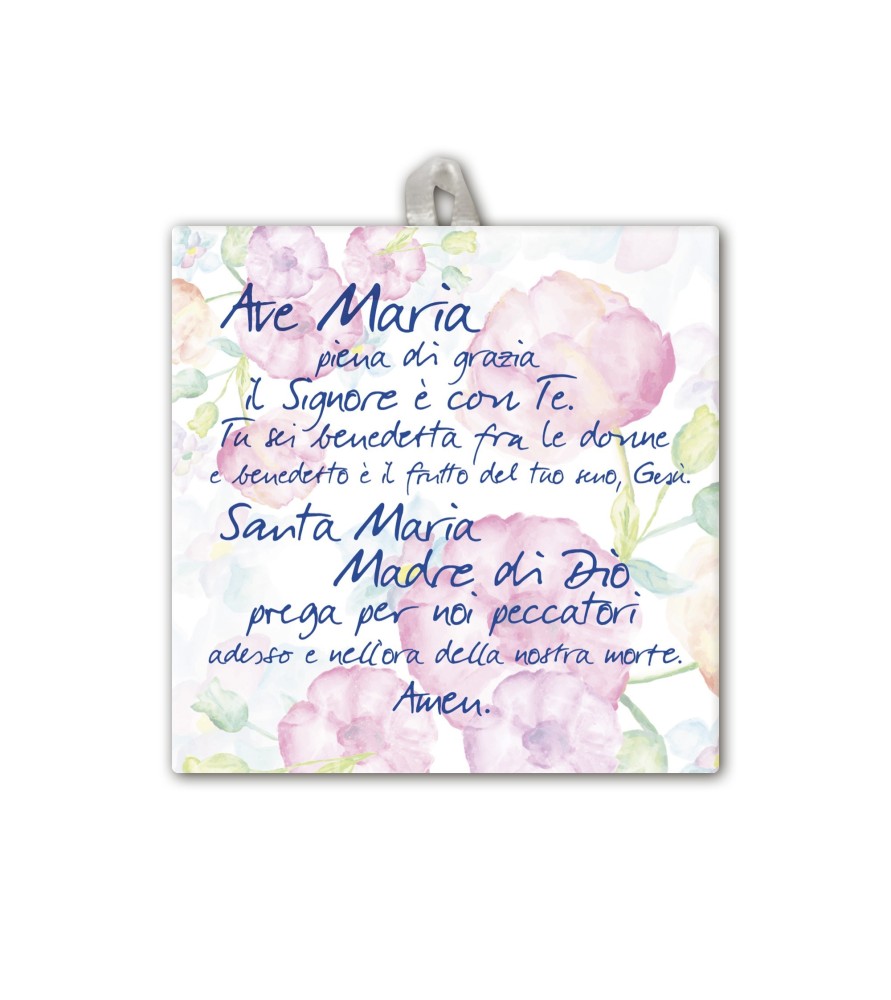 Piastrella con Ave Maria 10 x 10 cm in scatola regalo Piastrella con Ave Maria 10 x 10 cm in scatola regalo