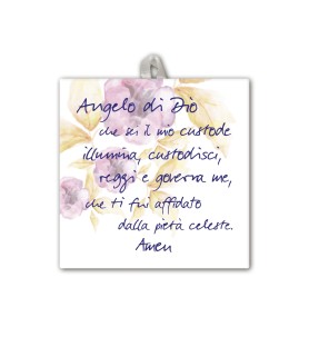 Piastrella con Angelo di Dio 10 x 10 cm in scatola regalo