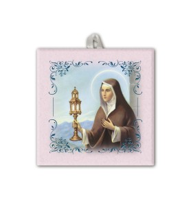 Piastrella di Santa Chiara 10 x 10 cm in scatola regalo