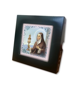 Piastrella di Santa Chiara 10 x 10 cm in scatola regalo
