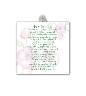 Piastrella con Vivi la Vita 10 x 10 cm in scatola regalo