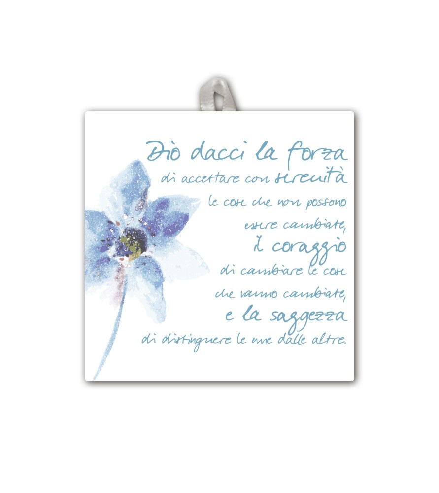 Piastrella con Dio dacci la forza 10 x 10 cm in scatola regalo