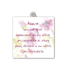 Piastrella con frase ispirazionale 10 x 10 cm con occhiello in raso
