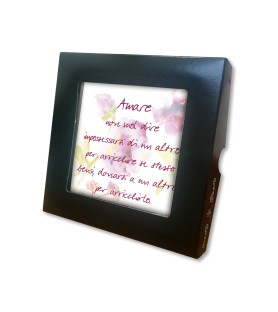 Piastrella con frase ispirazionale 10 x 10 cm con occhiello in raso