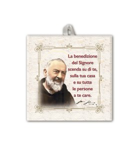 Piastrella di Padre Pio 10 x 10 cm in scatola regalo