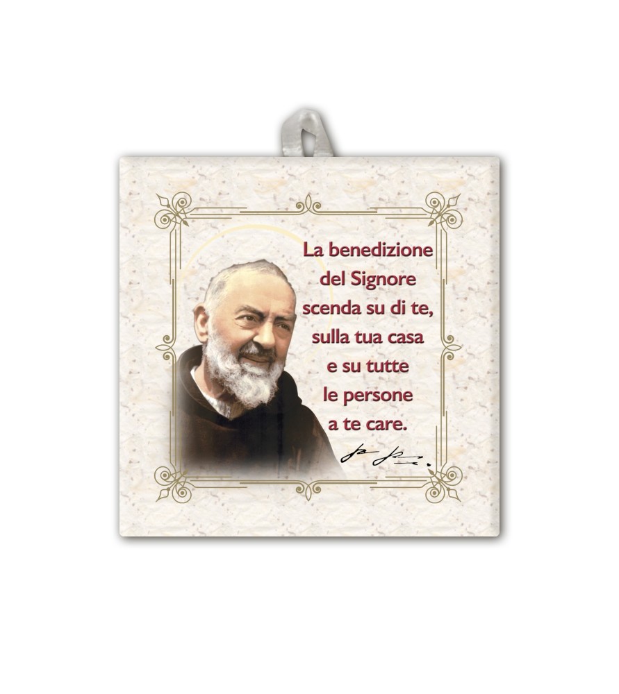 Piastrella di Padre Pio 10 x 10 cm in scatola regalo Piastrella di Padre Pio 10 x 10 cm in scatola regalo