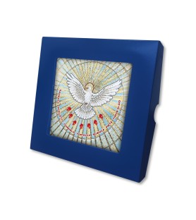 Piastrella con simbologia eucaristica di Cresima 10 x 10 cm in scatola regalo