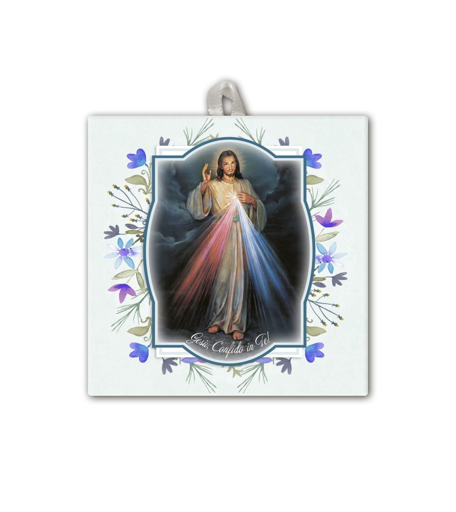Piastrella di Gesù Misericordioso 10 x 10 cm in scatola regalo Piastrella di Gesù Misericordioso 10 x 10 cm in scatola regalo